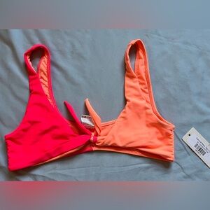Pink & Orange Tie Bikini Top
